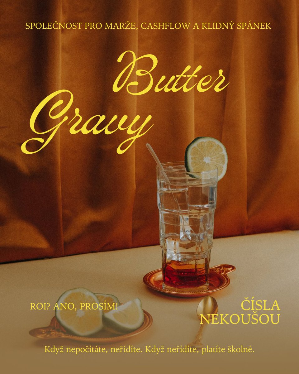 Teď jsem na instagramu psal o návratnosti v gastru a lidi se mi vysmáli, co je to za oxymoron. 

Nemyslím, že je gastro tak tragické. Spíš oni tragicky počítají - nebo vůbec. Je nějaký jiný obor, kde jsou lidé tak nešťastně šťastní?

A Butter Gravy je moje mikro agentura!