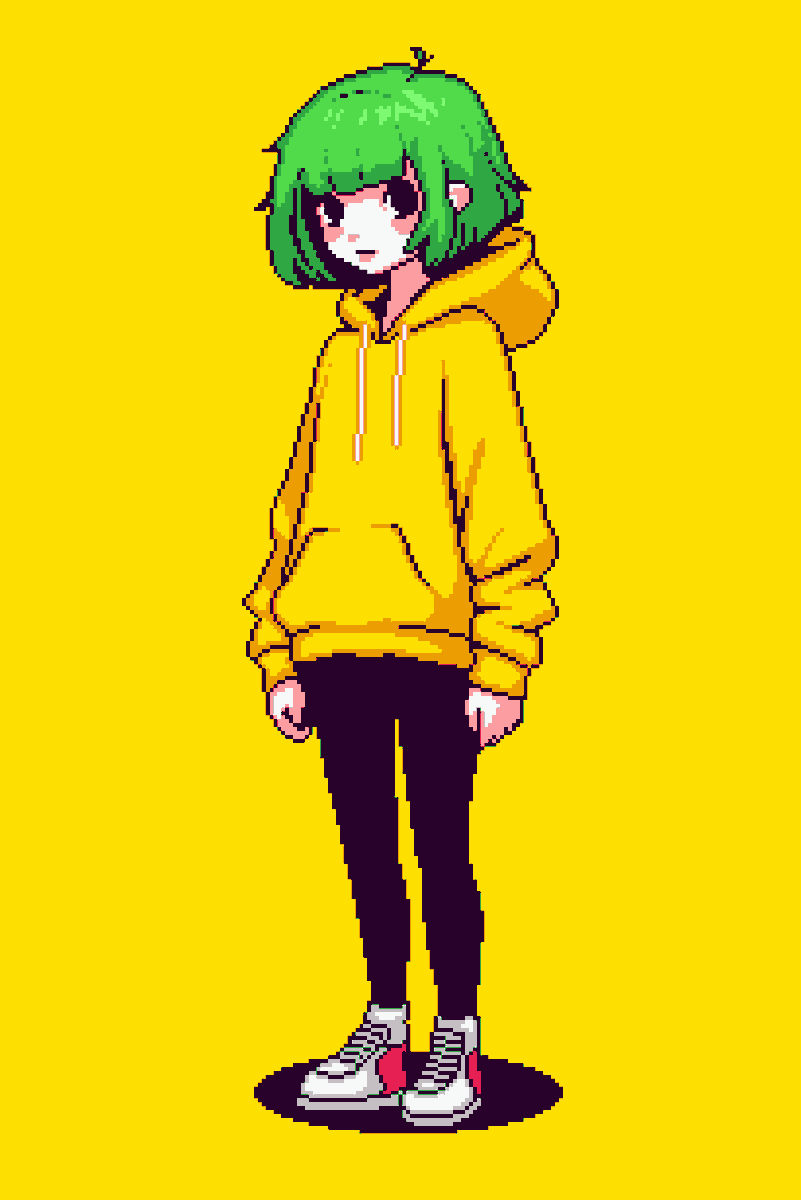 Girl with emerald hair #pixelart #ドット絵