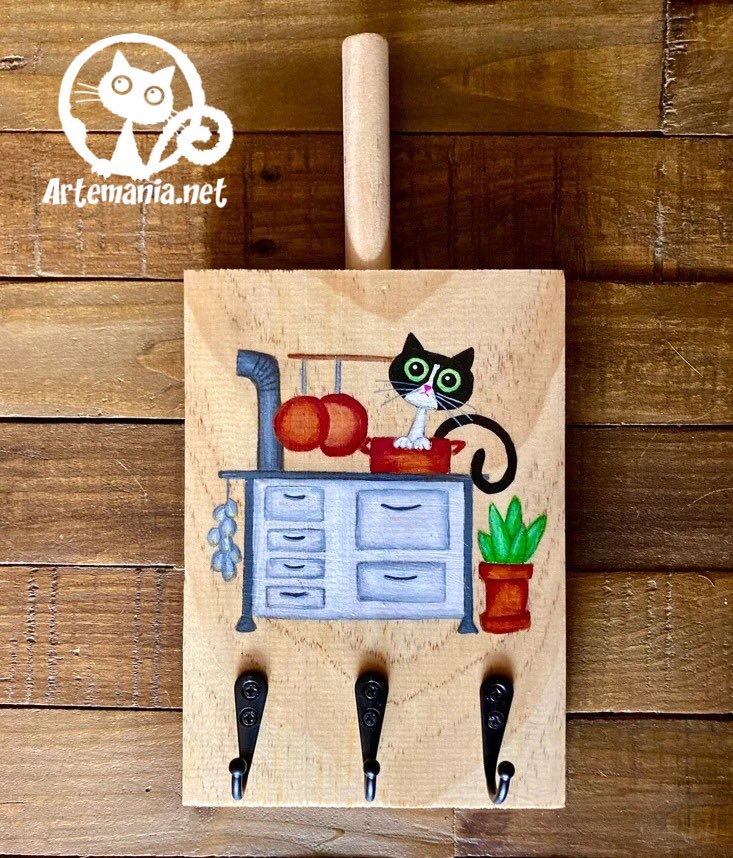 Colgador para la cocina pintado a mano, en stock, envío inmediato 

#hechoamano #catlover #regalosoriginales #regalopersonalizado