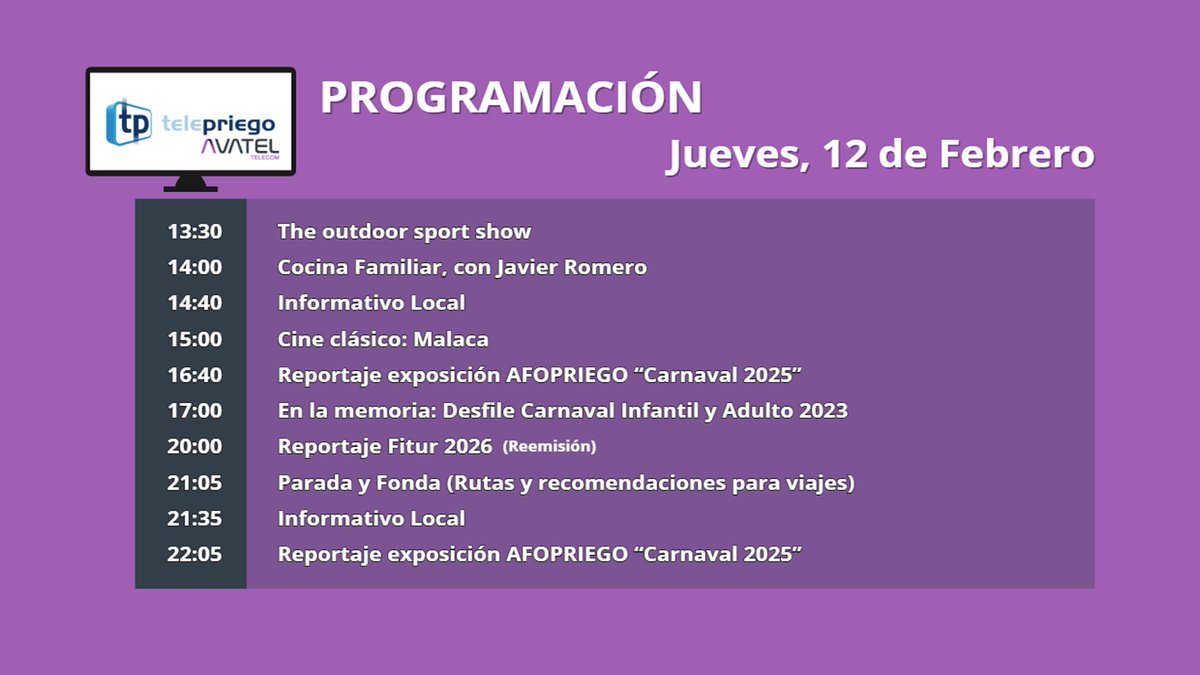 #telepriego #AvatelTelecom #clictv #febrero2025 #invierno2026 #carnaval2026 #otrodiadelluvia