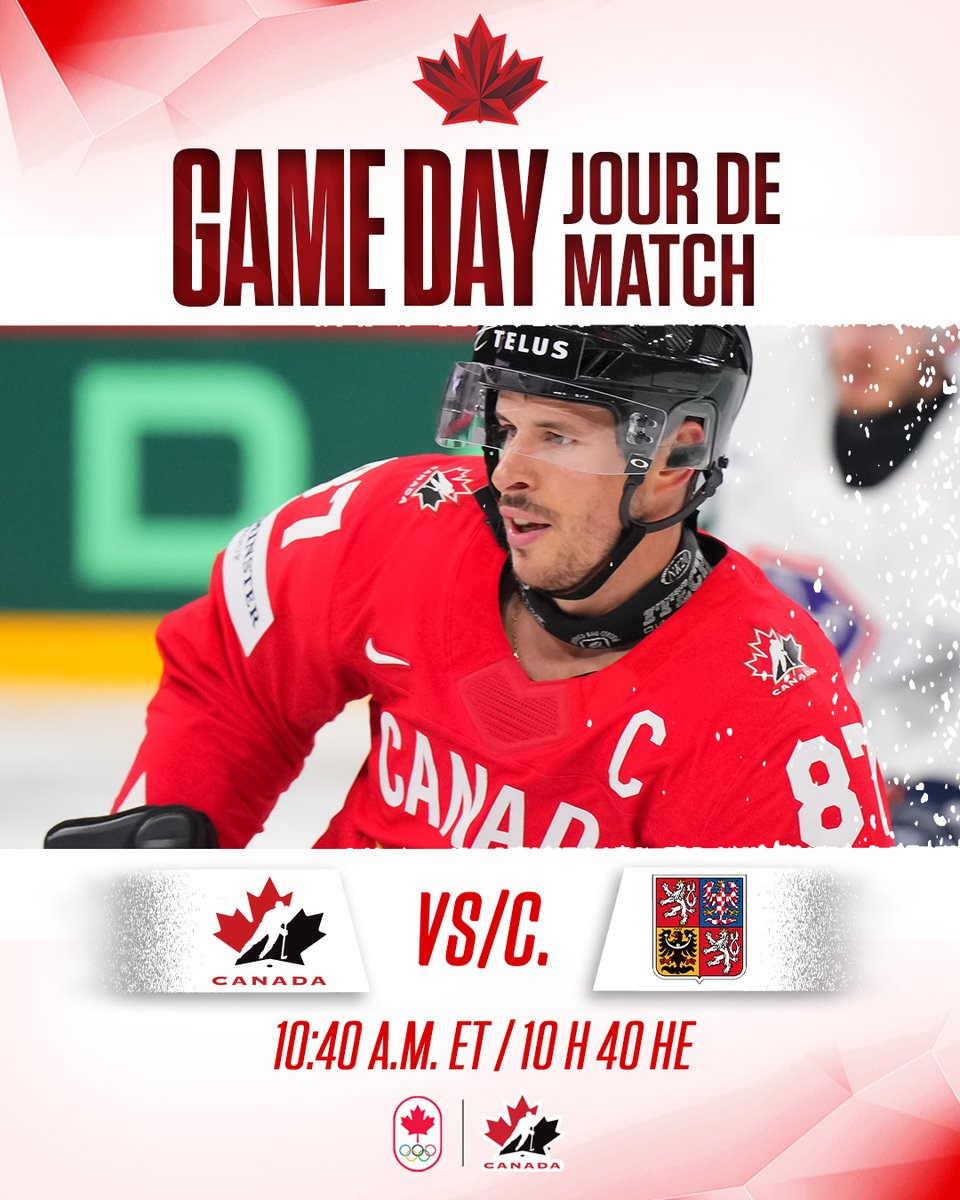 GAME DAY! Let the Games begin. 🇨🇦🇨🇿

JOUR DE MATCH! Que les Jeux commencent! 🇨🇦🇨🇿

⏰ 10:40 a.m. ET / 10 h 40 HE
📺 <a href="/TSN_Sports/">TSN</a> / <a href="/RDSca/">RDS</a>
📰 hc.hockey/OLYMPreview021…
📰 hc.hockey/ApercuOLYM0212…
 
#MilanoCortina2026