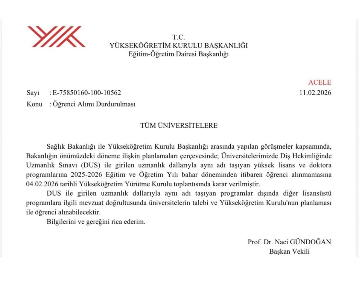 Yükseköğretim Kurulu (YÖK) tweet media