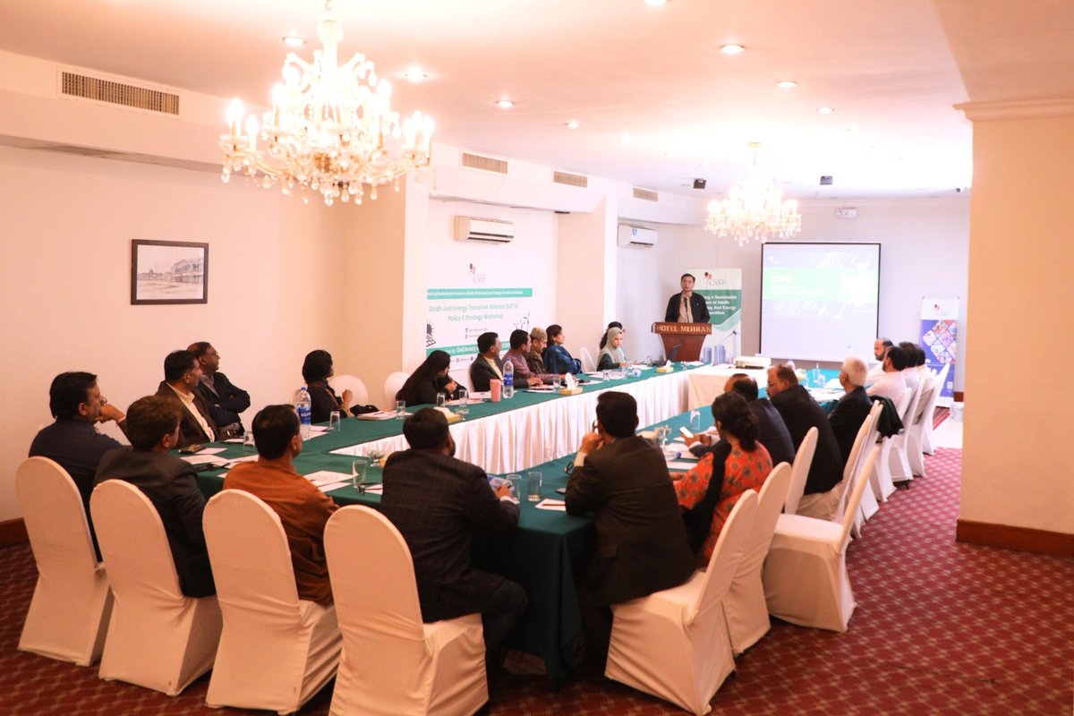 CSSPPakistan_'s tweet photo. Under its flagship initiative on a Just Energy Transition, CSSP hosted the SJETA Policy &amp; Strategy Workshop, bringing together experts, youth, and community reps to align Sindh’s renewable energy plans and strengthen advocacy for clean energy. ⚡🌱
#JustEnergyTransition #SJETA https://t.co/SChfXEYc48