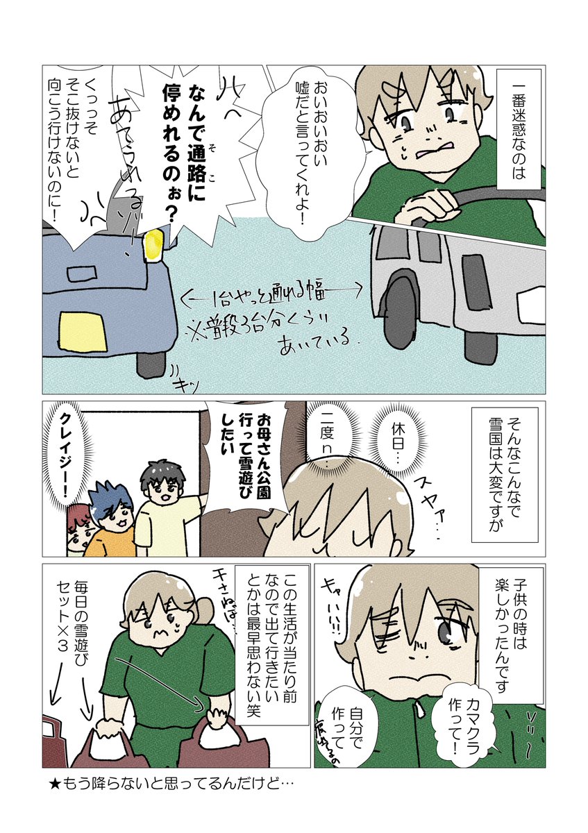 (そこそこ降る)雪国の冬の朝特有の悩み。異論は認める。
#雪国 