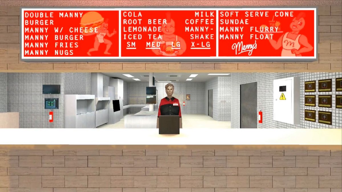 人喰いレストランを描いたホラーADV「Manny’s」，Switch版をリリース。無人島で飢えた漂流者は，あるはずのないファストフード店を目にする
4gamer.net/s/G098295.2602…

スマイル満点の従業員，血に飢えた常連客，地下から聞こえる唸り声が待ち受けている