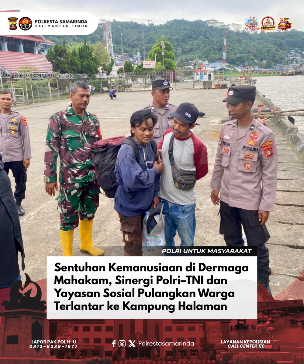 Sentuhan Kemanusiaan di Dermaga Mahakam, Sinergi Polri–TNI dan Yayasan Sosial Pulangkan Warga Terlantar ke Kampung Halaman