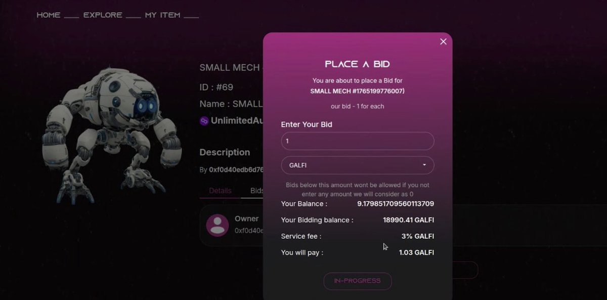 Alpha testing sneak peak: Market Bidding 📈

⚡️Snag power-boosting Mech’s via the sleek bidding screen 🤖

View current bids, enter your offer, watch the timer tick down — highest bidder wins ownership and starts earning daily energy rewards instantly! 🔋

Competitive, exciting,