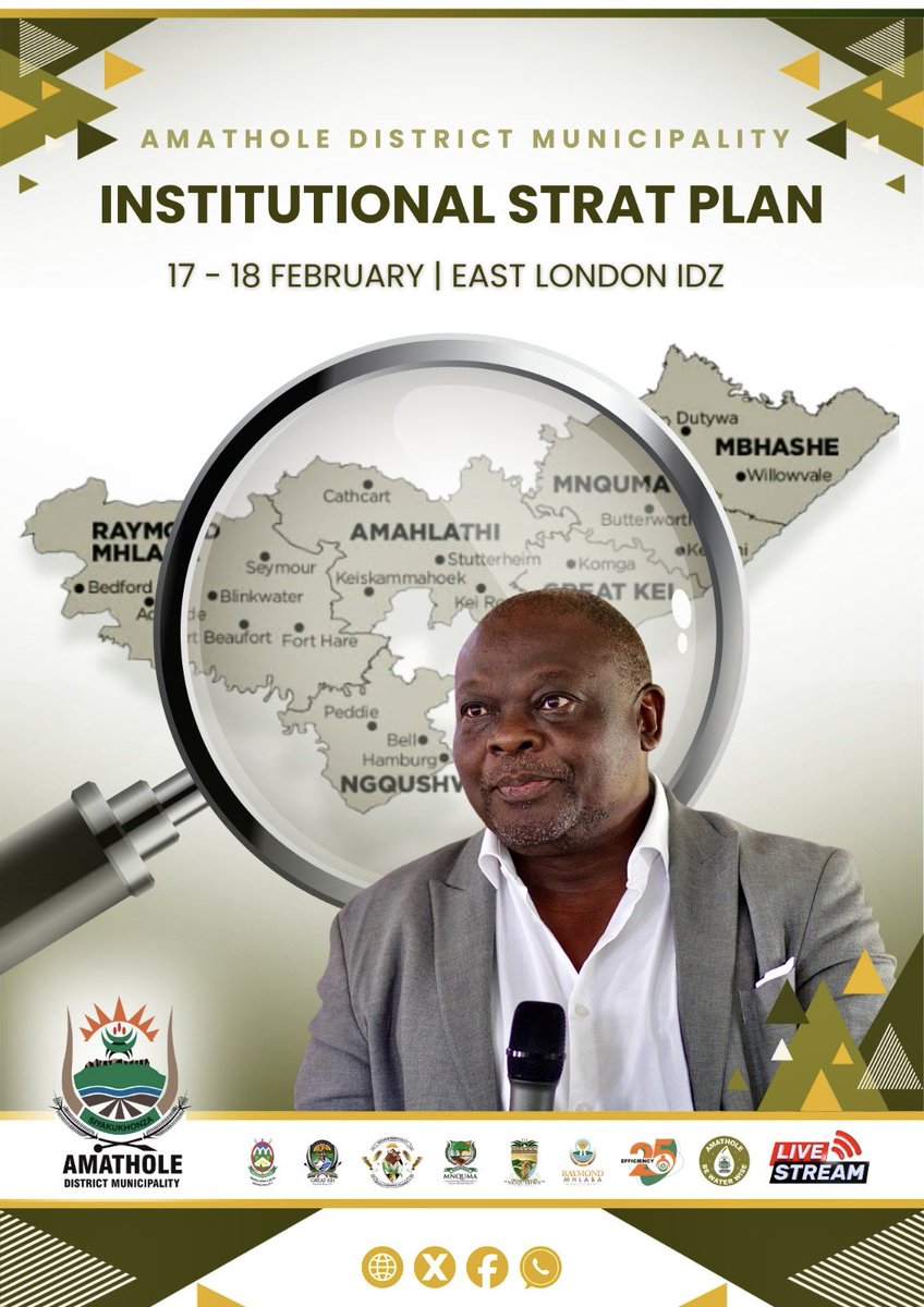 [ADM TO HOST INSTITUTIONAL STRATEGIC PLANNING SESSION | SAVE THE DATES]

Amathole District Municipality looks ahead to its Institutional Strategic Planning Session scheduled for 17–18 February 2026, where leadership and management will convene to review organisational