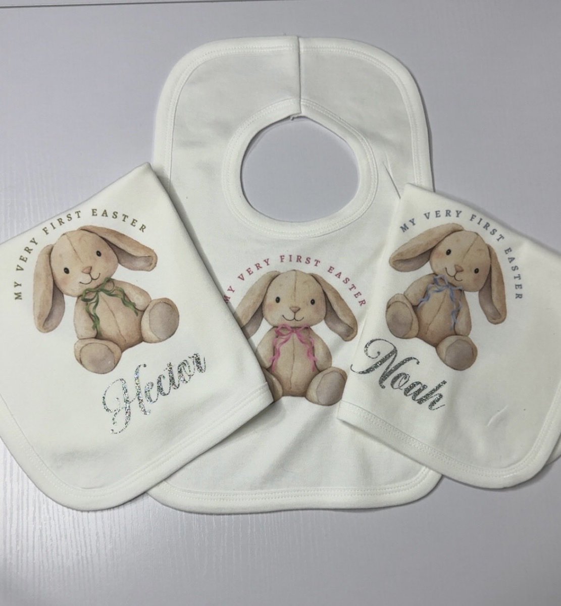 madebyjadejd's tweet photo. Their very first Easter deserves something special 🐣
Personalised bunny bibs made just for them.

🔗 https://t.co/2ZGsrgboB0

#firsteaster #babygift #easterbunny #personalised #smallbusinessuk https://t.co/D7ivRhUcSh