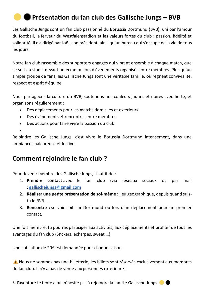✍️Communiqué 🟡⚫️

Vous êtes nombreux à nous demander comment rejoindre le fan club, les avantages de nous rejoindre … Voici les réponses à toutes vos questions 😉

#BVB #Bundesliga