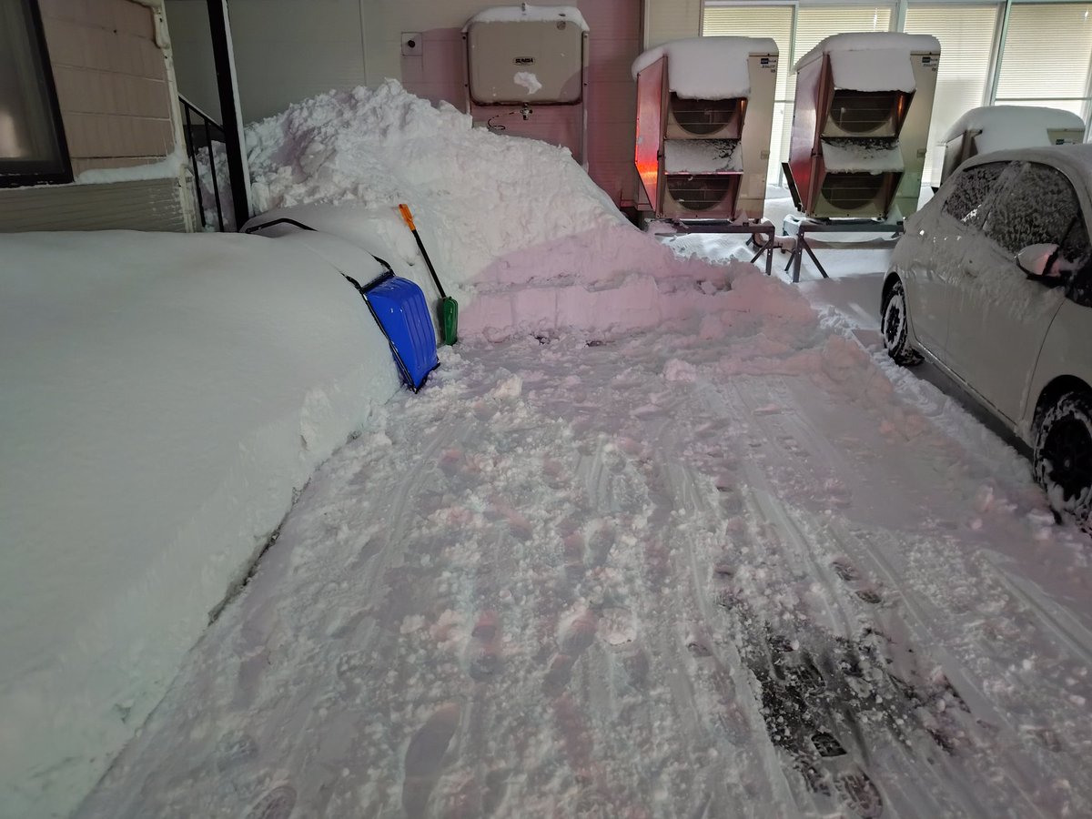 しごおわ帰宅の民 湿った重たい雪が20cmくらい？積もったらしいですね