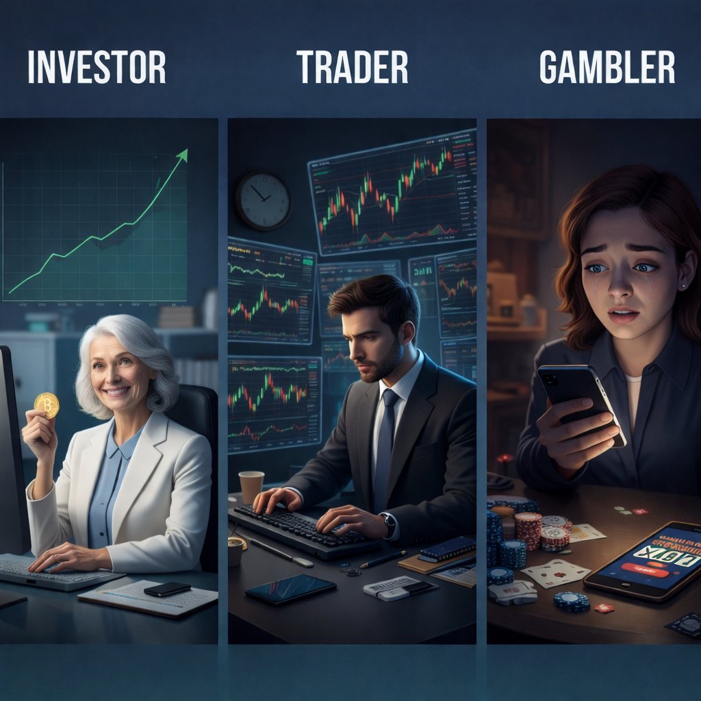There are 3 types of people in crypto:

**Investor** (Long-term holder)
**Trader** (Short-term profit seeker)
**Gambler** (No plan, only hope)

Which category are you in? 🤔
#BTCUSD #CryptoCommunity