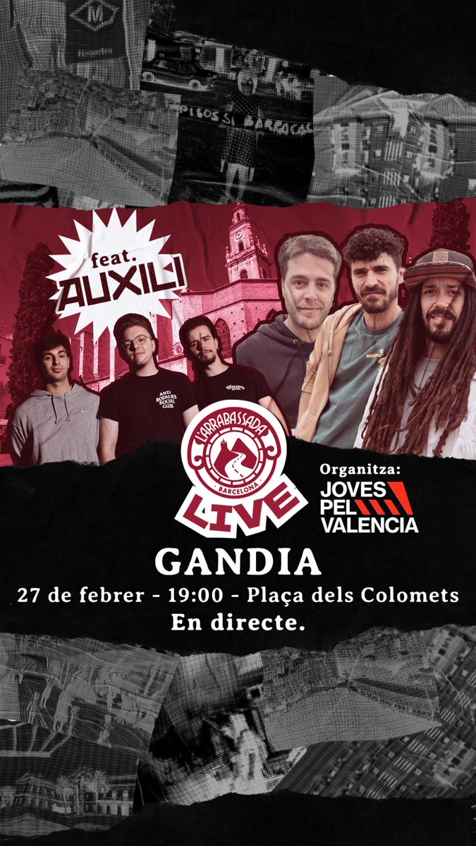 larrabassadabcn's tweet image. GANDIA! 🚨🚨🚨🚨🚨

DIVENDRES 27 de febrer estarem en directe amb el grup @Auxili_Band  🫡 Entrada gratuïta i sense aforament! 👀

No volem crear expectatives, però s’està parlant del bolo al ple de l’ajuntament. Allà ho deixem.