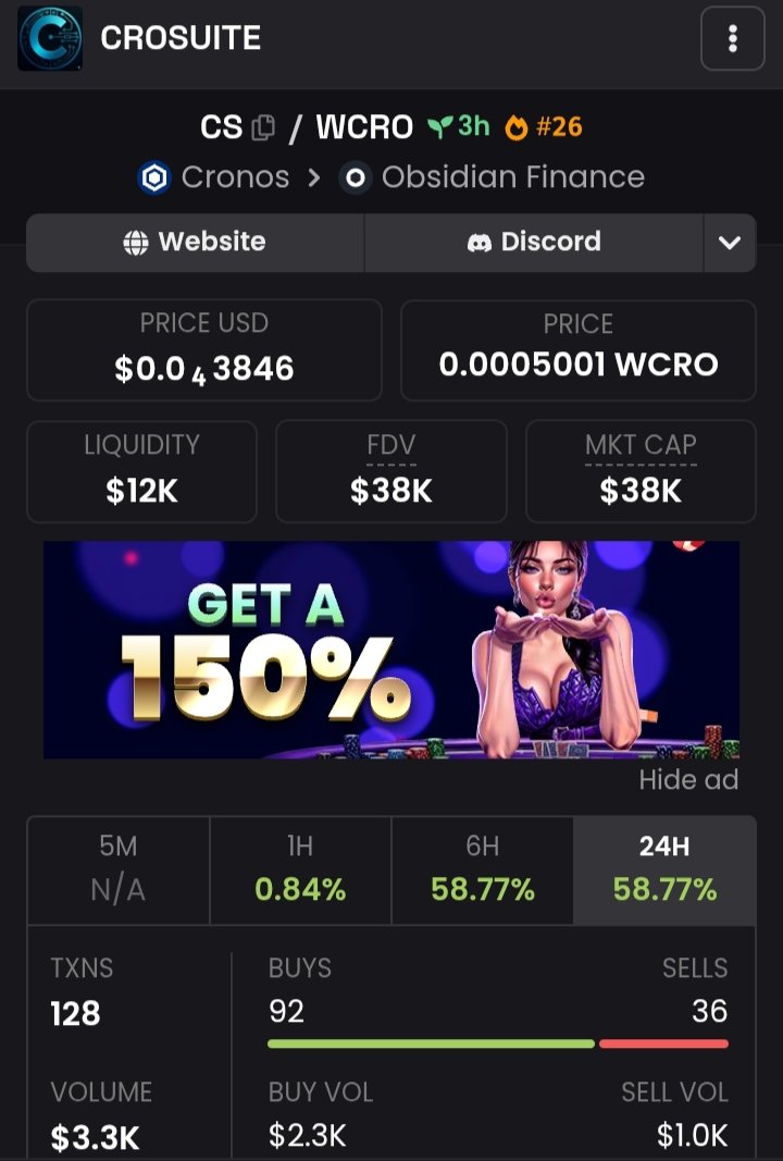 🚀 Crosuite is NOW LIVE! 🚀
A huge THANK YOU to our amazing #Crofam for all your support  you made our presale smooth and successful! 💜
Swap $CS on <a href="/ObsidianSwap/">ObsidianSwap | SWAP. CLAIM. WIN!!</a>
Let’s keep the momentum going and take Crosuite to the next level! 🌐💪
Big thank you to <a href="/PUUSHDABUTTON/">puush.fun</a>
#Crofam #cro