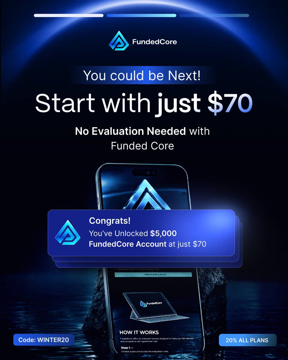 GM traders 📈
Start with just $70
Unlock $5,000 Funded Account 🚀
No long story. No big capital needed.
Use code: WINTER20 (20% OFF)
Get funded here 👇
fundedcoredashboard.propaccount.com/challenges?aff…
You fit be next 💰🔥

<a href="/FundedCore/">FundedCore</a>