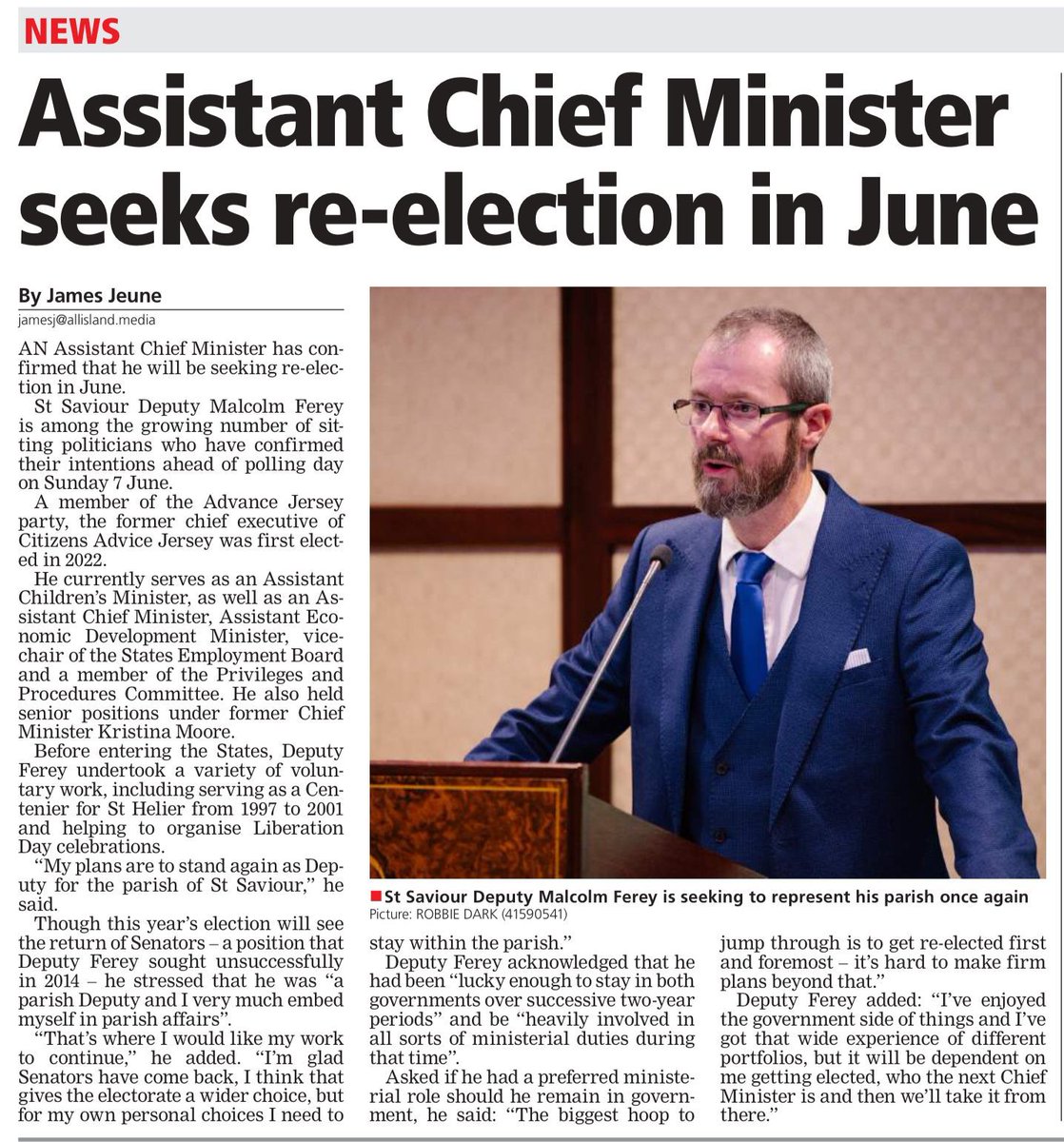 Malcolm Ferey - Deputy of St Saviour tweet media