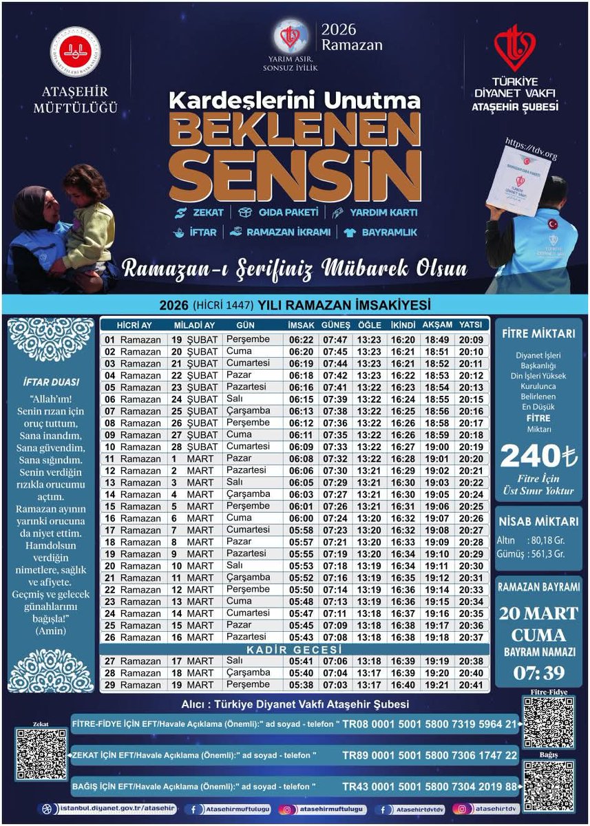 2026 Ramazan Ayı İmsakiyelerini Camilerimizden, Kur'an Kurslarımızdan  ve Müftülüğümüzden temin edebilirsiniz.
Ramazan-ı Şerifiniz Mübarek Olsun...