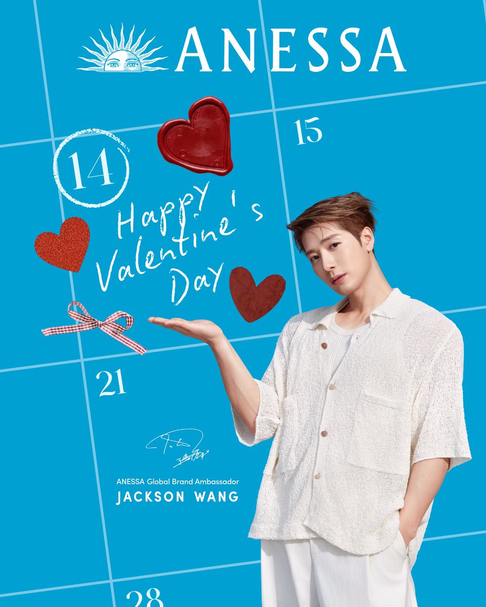 Happy Valentine’s Day วาเลนไทน์นี้นอกจากความรักแล้ว สิ่งที่สำคัญไม่แพ้กันคือการปกป้องผิวจากแสงแดด
คอมเมนต์☀️กันมาเลย ถ้าคุณปกป้องผิวด้วย ANESSA ไปกับ Jackson Wang ในวาเลนไทน์นี้ 💛 <a href="/JacksonWang852/">Jackson Wang</a> 

✅มั่นใจในประสิทธิภาพของผลิตภัณฑ์กันแดด ANESSA ทุกสูตร ด้วยผลทดสอบ IN VIVO TEST