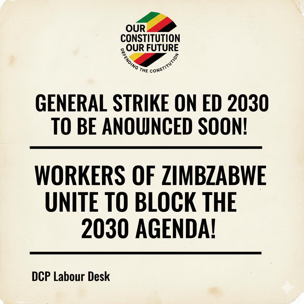NgarivhumeJ's tweet photo. A general strike by workers is coming soon. DCP is basically organising workers to say no to 2030! This is #ConstitutionalRape!
#DefendTheConstitutionPlatform!
#NoTo2030Nonsense!
#NoToCorruption! https://t.co/inNBdq80nI