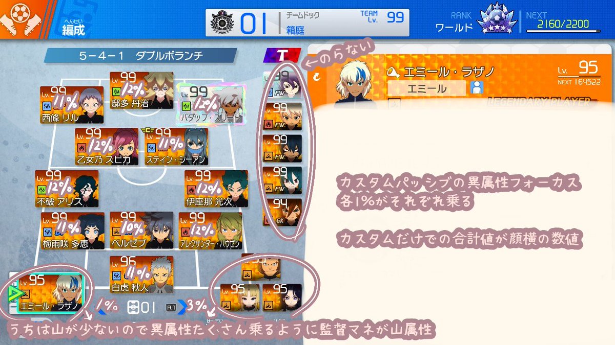 Loa_Lv1's tweet photo. 異属性フォーカスよくわからない、どう組むの？っていうDMから説明のためにまとめてみた内容です
せっかくなので貼っておきます
＃イナイレ ＃イナズマイレブン https://t.co/n4Zgy6CqRz