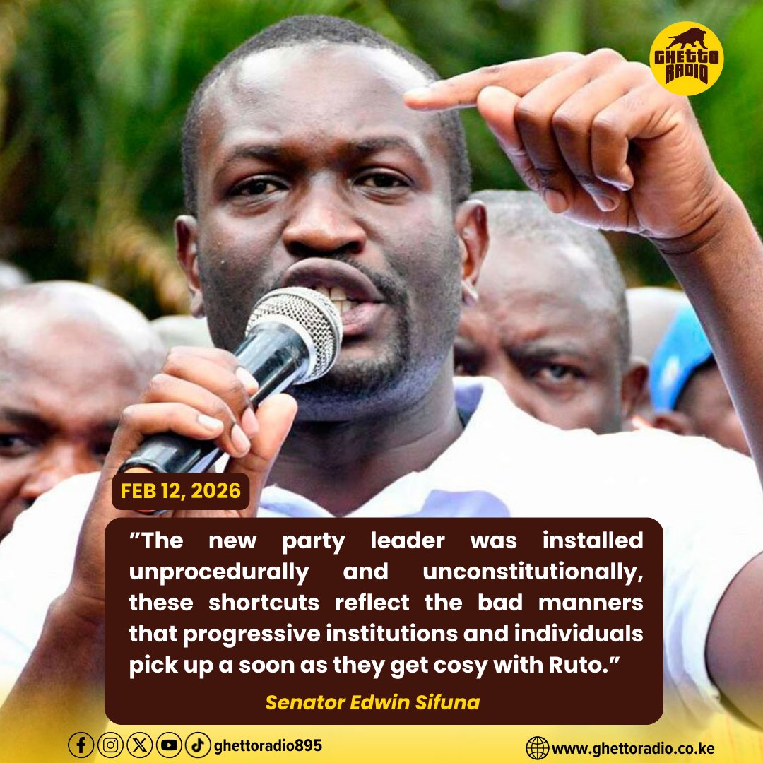 GhettoRadio895's tweet photo. Edwin Sifuna: The new party leader was installed unprocedurally and unconstitutionally, these shortcuts reflect the bad manners that progressive institutions and individuals pick up a soon as they get cosy with Ruto.
#GRNews #NiajeNiaje #OburuOdinga #ODM #stenjenijamo https://t.co/td3q5Snjs9