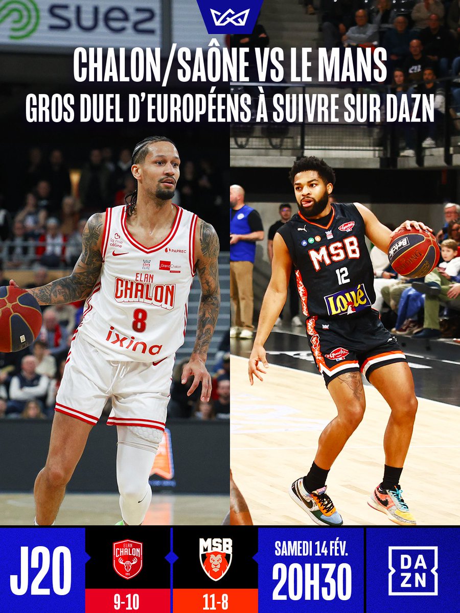 Betclic_ELITE's tweet photo. Deux équipes qui brillent en Basketball Champions League !

@ELANCHALON vs @MSB_Officiel à suivre sur @DAZN_FR ce soir à 20h30 🏀📺

#BetclicELITE #Basketball https://t.co/sZXiSzVeWP