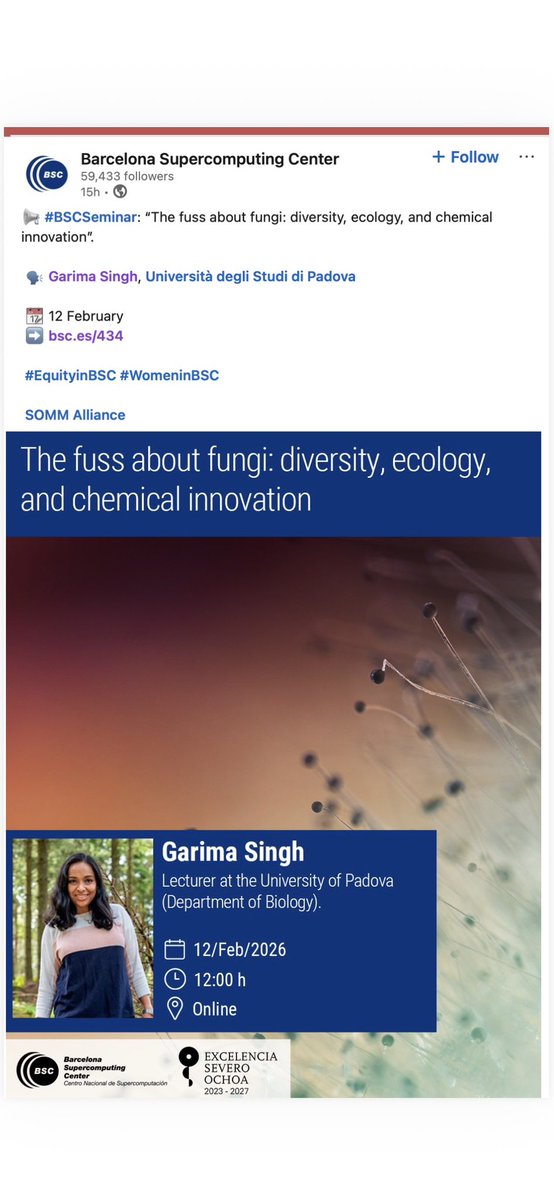GarimaSingh_GS's tweet photo. Join me today at 12.00 for the talk mentioned below via this link:
https://t.co/eeHsUsxEev
See you later!
#lichens #fungi #Chemodiversity #SecondaryMetabolism #ComparativeGenomics https://t.co/ZEj7hCpznh
