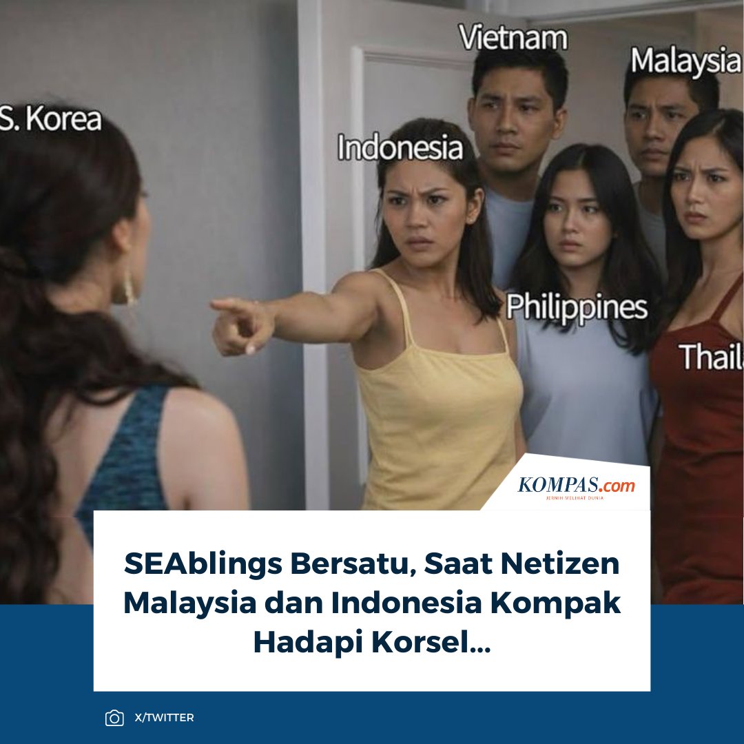 KompasTekno's tweet image. Dunia maya di platform X (sebelumnya Twitter) tengah diguncang oleh perseteruan antara kelompok netizen dari Korea Selatan dan Asia Tenggara, terutama netizen Indonesia dan Malaysia.

👉🏻Baca selengkapnya tekno.kompas.com/read/2026/02/1…

~AM #Netizen #Malaysia #Indonesia #KoreaSelatan
