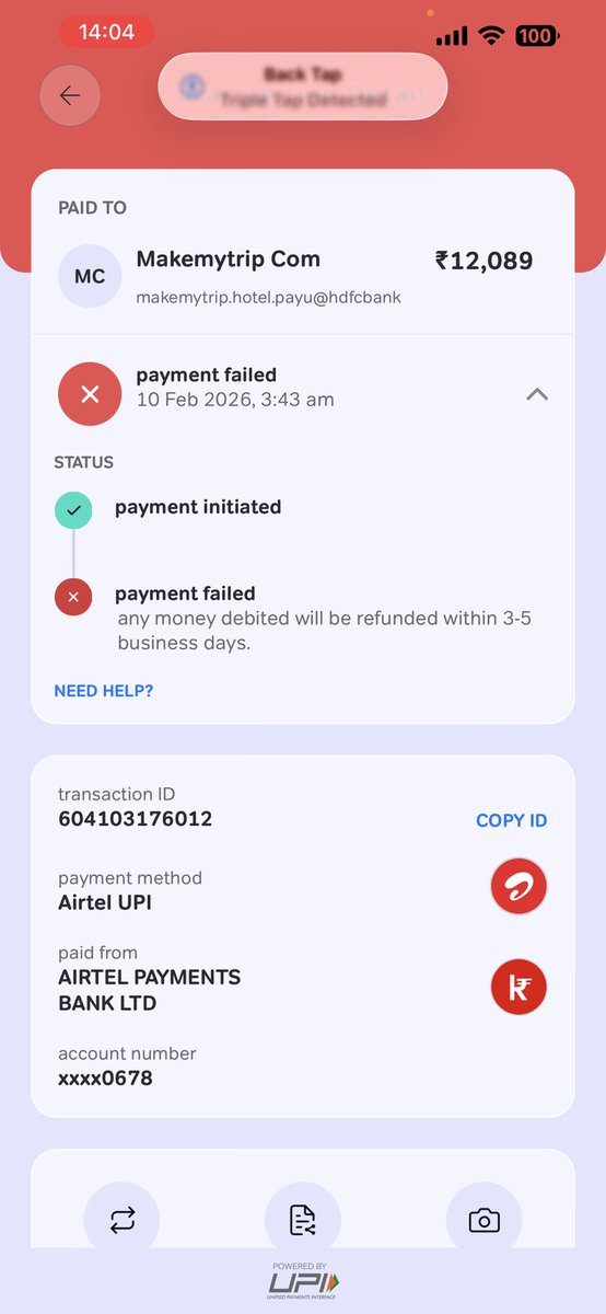 pavy1985's tweet photo. @airtelbank what is the exact date u guys will give my money back it was stolen by airtel payments bank on 10 Feb , it seems customer care guys are either saying wait for 24 hrs , sometimes 3-5 working day , sometimes 48 hrs , pls fix ur band upi service. https://t.co/NU11msGou3