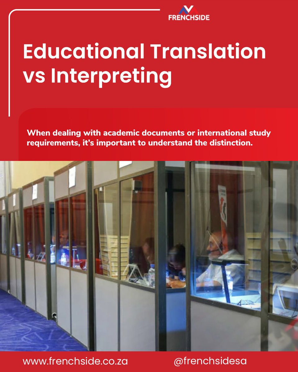 FrenchSideza's tweet image. Translation vs. Interpreting, do you know the difference?

When dealing with academic documents or international study, the distinction is everything. Make sure you’re using the right tool for your educational goals! 

 #Interpreting #StudyGoals #FrenchsideSA #IranMassacre