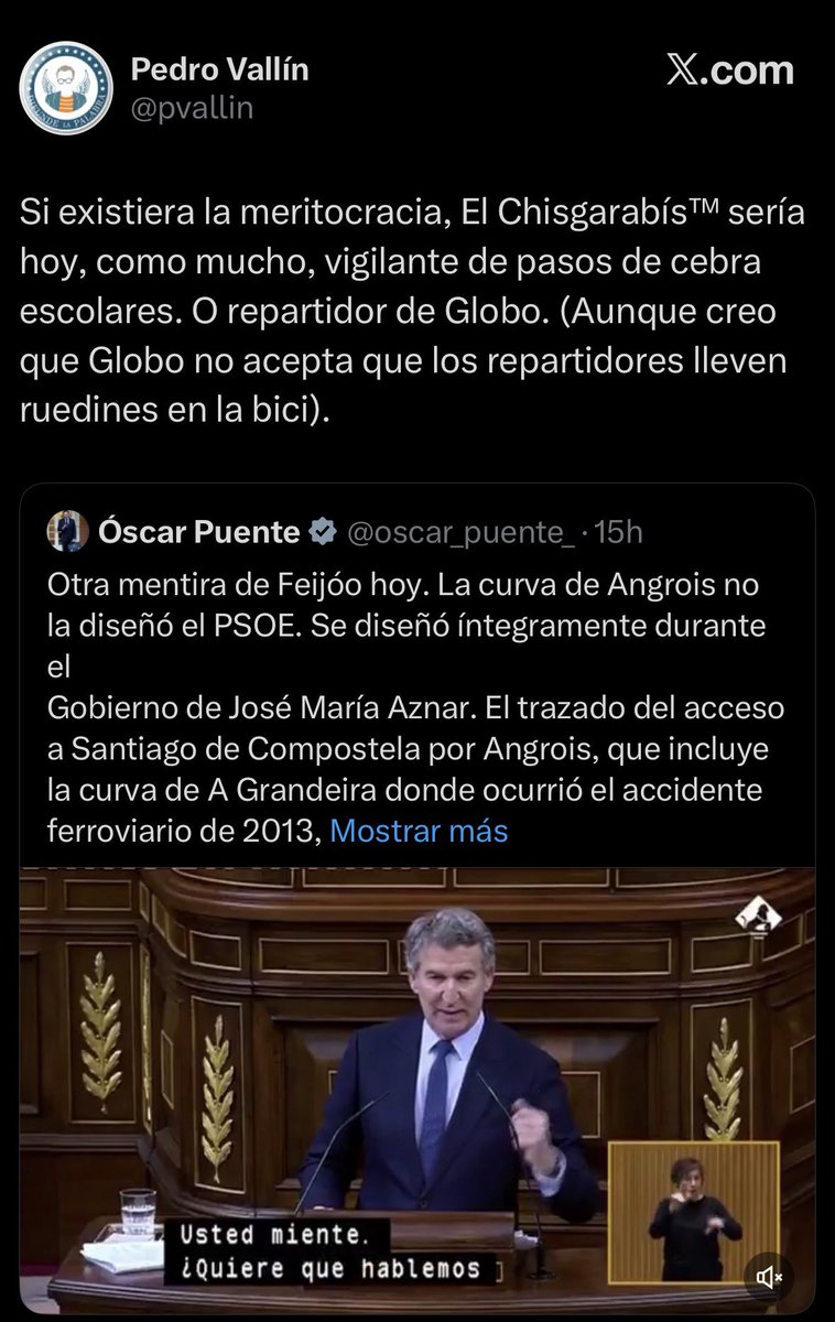 Si existiese la meritocracia y la justicia, tú estarías en el paro igual que Feijoo, subnormal