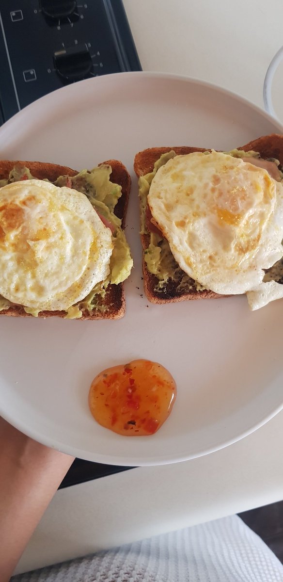 Toast with smashed avo,bacon,tomato and eggs 🤤