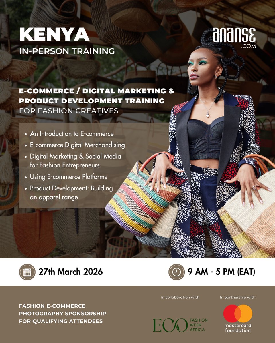 🌍📍 Kenya, a knowledge revolution is coming to Nairobi.
We are so excited to announce that on the 27th of March 2026, Ananse Africa is hosting an exclusive masterclass in collaboration with Eco Fashion Week Africa.