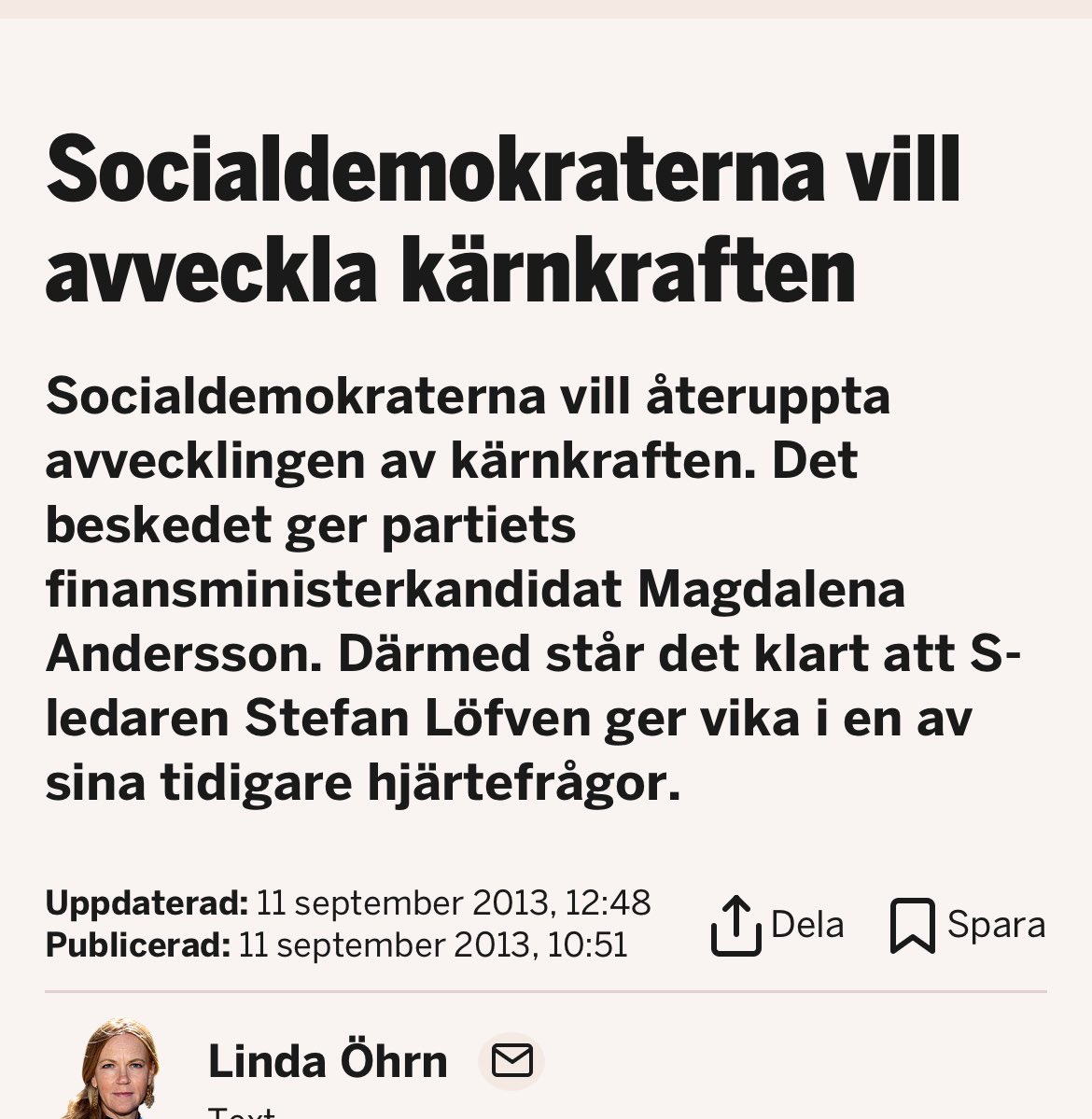 Magdalena Andersson är direkt ansvarig för de elpriser vi har idag. Hon kan svamla hur mycket hon vill men fakta är fakta. Röstar ni på det här partiet igen så får ni f*n skylla er själva.

di.se/artiklar/2013/…