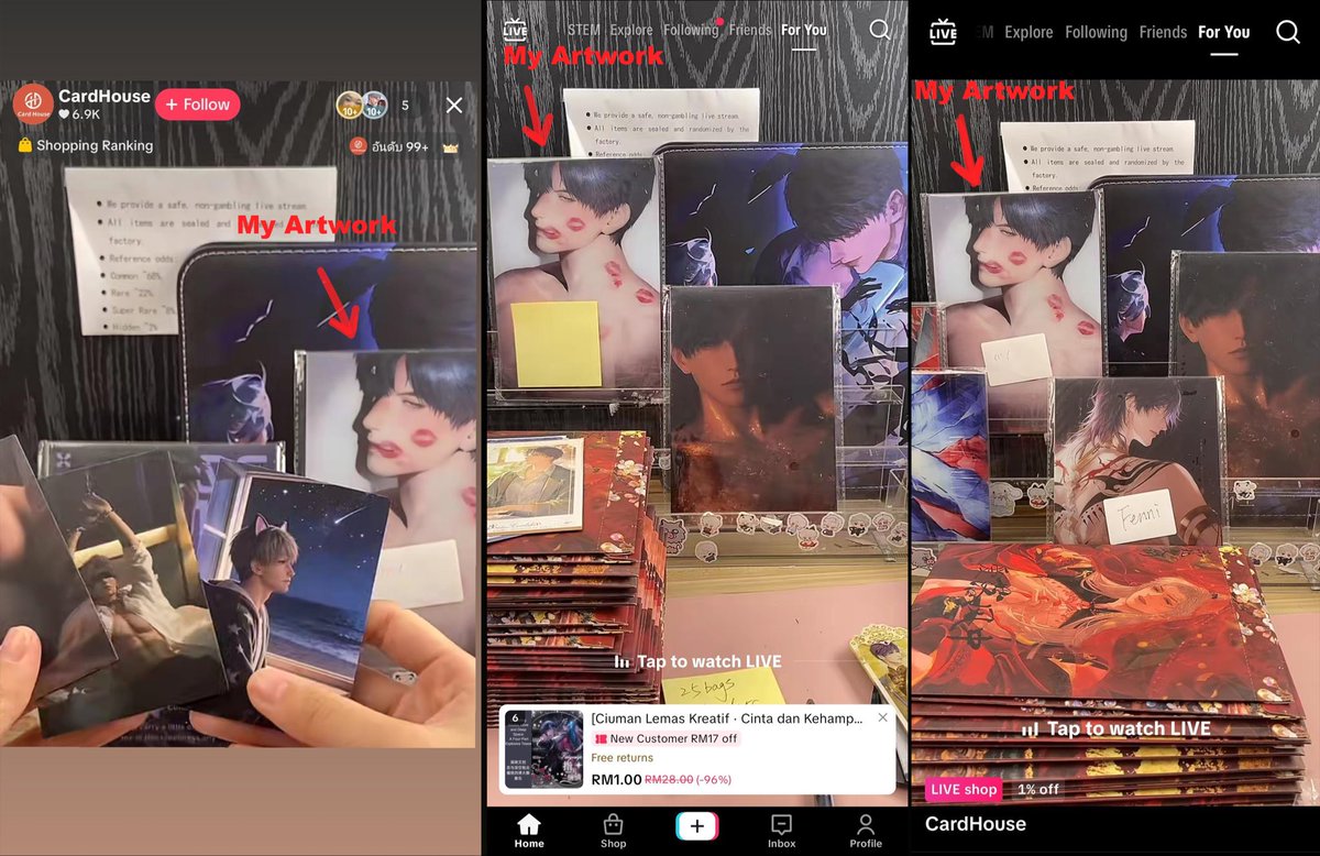 NikiClumsy's tweet photo. Hello everyone~
About a month ago I discovered that my artworks lads kiss marks were being sold on several shopping sites without my consent.. I’m the artist, and I do not authorize anyone to sell my art..
#ArtTheft #LoveandDeepspace https://t.co/KuYiNyHXT4