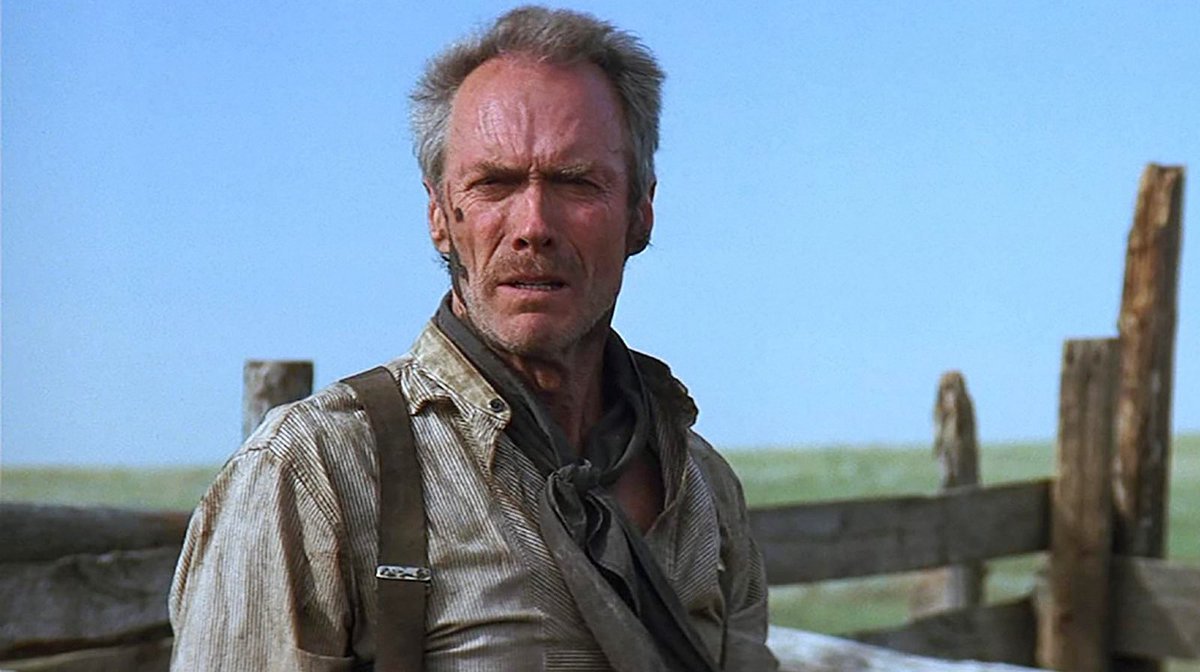FahadJackman's tweet photo. اشترى كلينت إيستوود نص فيلم Unforgiven في أوائل الثمانينيات، لكنه لم يصنع الفيلم فورًا.
حيث انتظر حوالي 10 سنوات ليصبح العمر والخبرة مناسبي�� له للعب دور بيل ماني ، القاتل المتهالك والمجروح من الزمن !

الفيلم بدأ تصويره في 1991 وصدر في 1992 وحقق نجاح كبير وأصبح من افضل افلام الغرب الأمريكي وفاز بأربع جوائز اوسكار ، افضل فيلم وافضل اخراج وافضل ممثل مساعد لـ جين هاكمان وافضل مونتاج