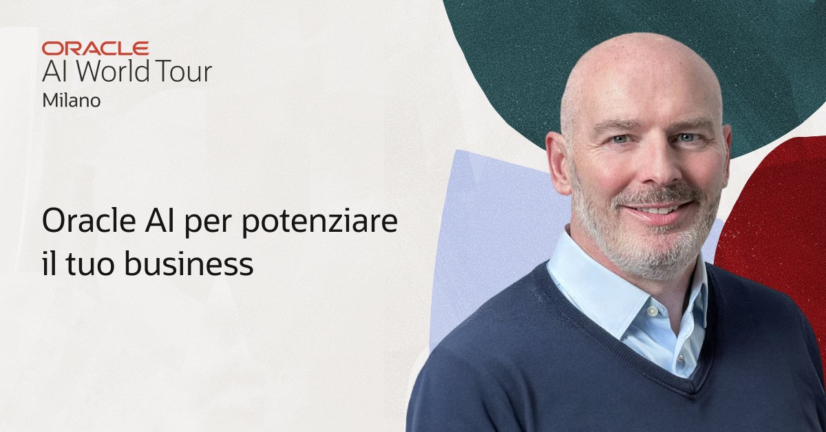 L'AI sta trasformando rapidamente il business. Partecipa all'evento #AIWorld Tour Milano il 1° aprile e scopri, nella keynote di  Cormac Watters, come le innovazioni AI di <a href="/Oracle/">Oracle</a> possono offrirti un vantaggio competitivo.

Registrati ora: social.ora.cl/6014hR3Eq