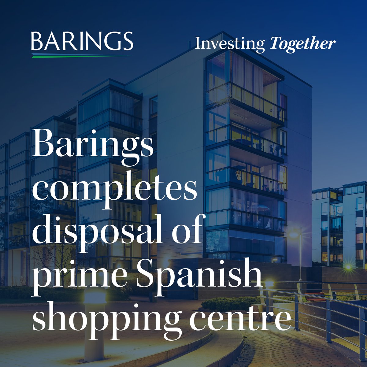 Barings's tweet photo. Barings, on behalf of a core European real estate strategy, has sold the Berceo shopping centre to Castellana Properties for €108 million. 

Learn more: https://t.co/sFnLmiS1Am https://t.co/XcNQRFIROQ