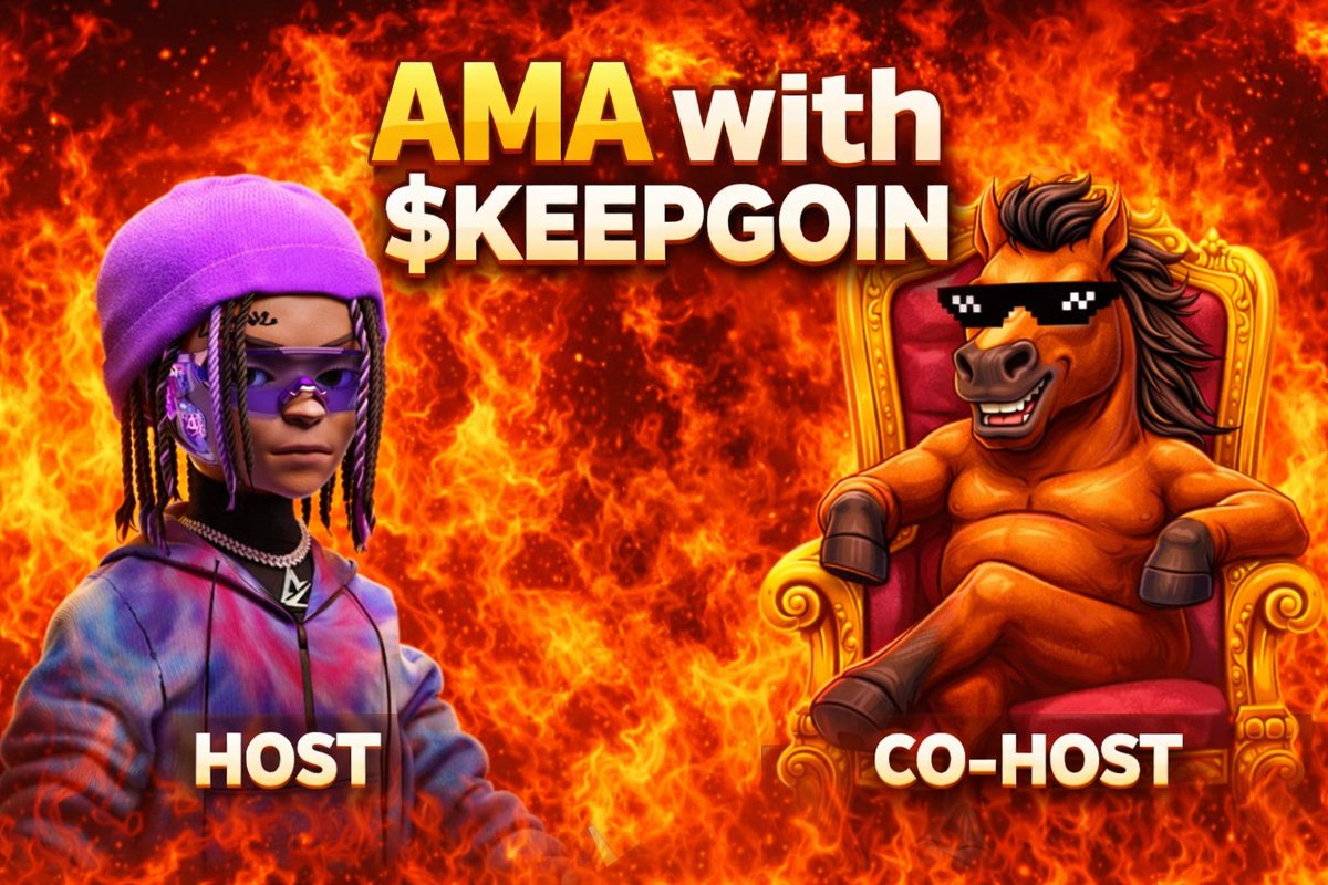 🚨 Alert 🚨
AMA with $KEEPGOIN ($30 giveaway)
Follow <a href="/keepgoin_sol/">Keepgoin</a> and join their telegram community t.me/+Nx3YKcez2gpjZ…
Set your reminder for the AMA x.com/i/spaces/1nAJE…