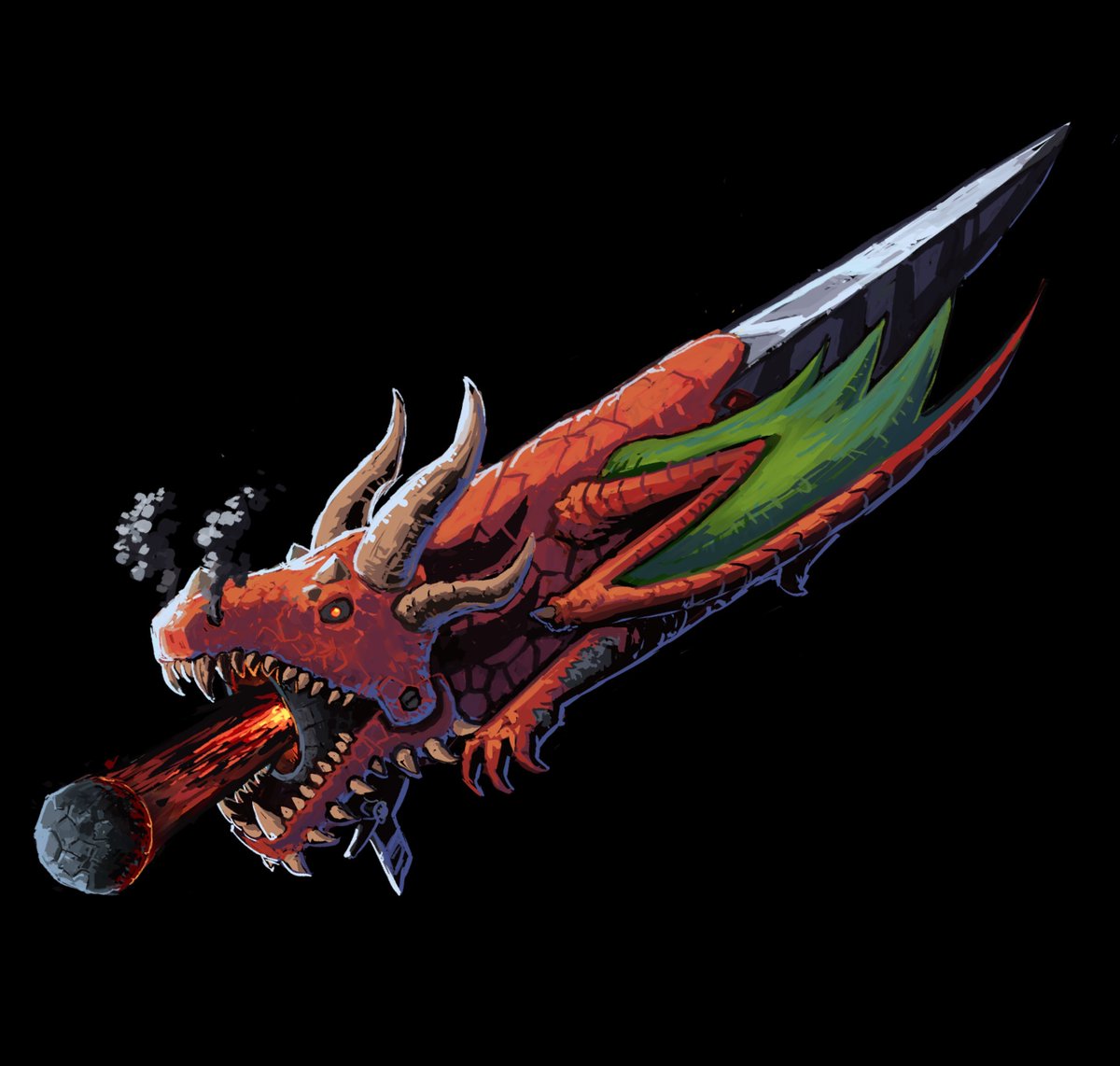What happens when a dragon is forced deep underground, forced to feed on nothing but rocks and ore? He becomes a magma spewing, vindictive twisted monster, AKA Deepscourge! Check out the monster I created for <a href="/fangeo/">Saif</a>.bsky.social, now available on my Patreon! 
(Includes artwork by