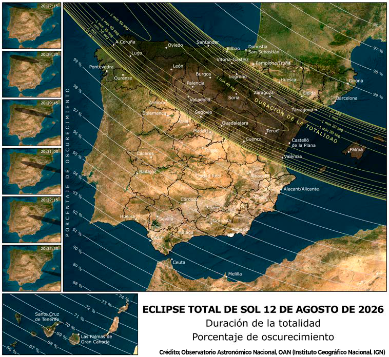 Tic, tac, tic, tac ⌛️… hoy comienza la cuenta atrás: faltan exactamente 6 meses 📆 para el eclipse total de Sol ☀️🌗🌏 visible el 12 de agosto de 2026 en el tercio norte peninsular y Baleares