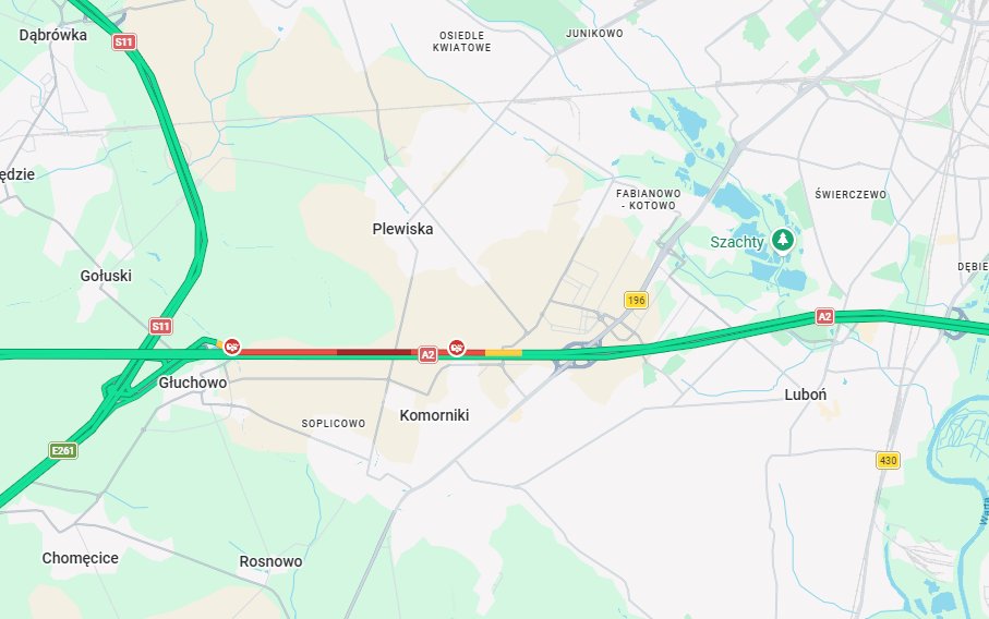 Kolizja na #A2 przed w. Poznań-Zachód. Korek.