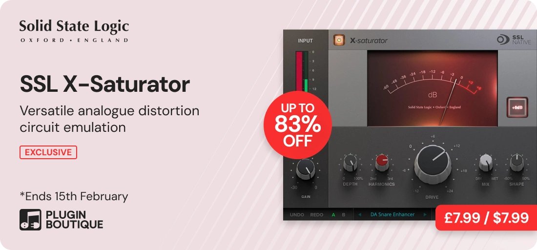 【Solid State Logic SSL X-Saturator Plugin Boutique 14th Anniversary Sale】
세일 기간: 2월 15일까지
할인율: 83% 할인
🔥 X-Saturator: 믹스 엔지니어가 알려주고 싶지 않은 '궁극의 비법'.
사테레이션은 믹스 엔지니어에게 있어 '비밀 무기'입니다. 보컬에 살짝 더하면 믹스 속에서 두드러지게