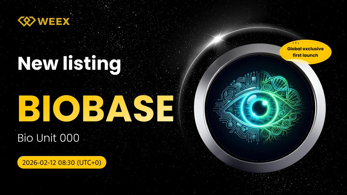 WEEX_Official's tweet photo. New Listing Alert on #WEEX🔔
We're excited to announce the spot listing of $BIOBASE  @BioUnit000 on WEEX!

🔹Listing Time:Feb 12, 2026,08:30 (UTC+0)
🔹Read More Details:https://t.co/tonCNPORL6
🔹Trading on WEEX:https://t.co/1b4F1ud0hx

#SpotListing  #BIOBASE https://t.co/sQ5kxO3kGG
