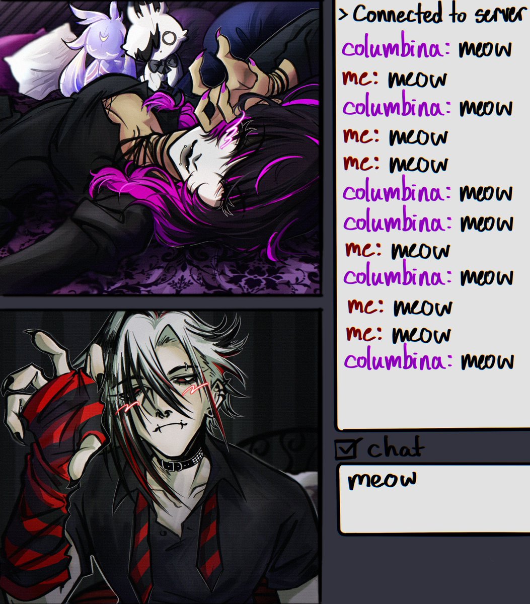 alfaidopasta's tweet image. meow x3 #arlebina #arlecchino #columbina