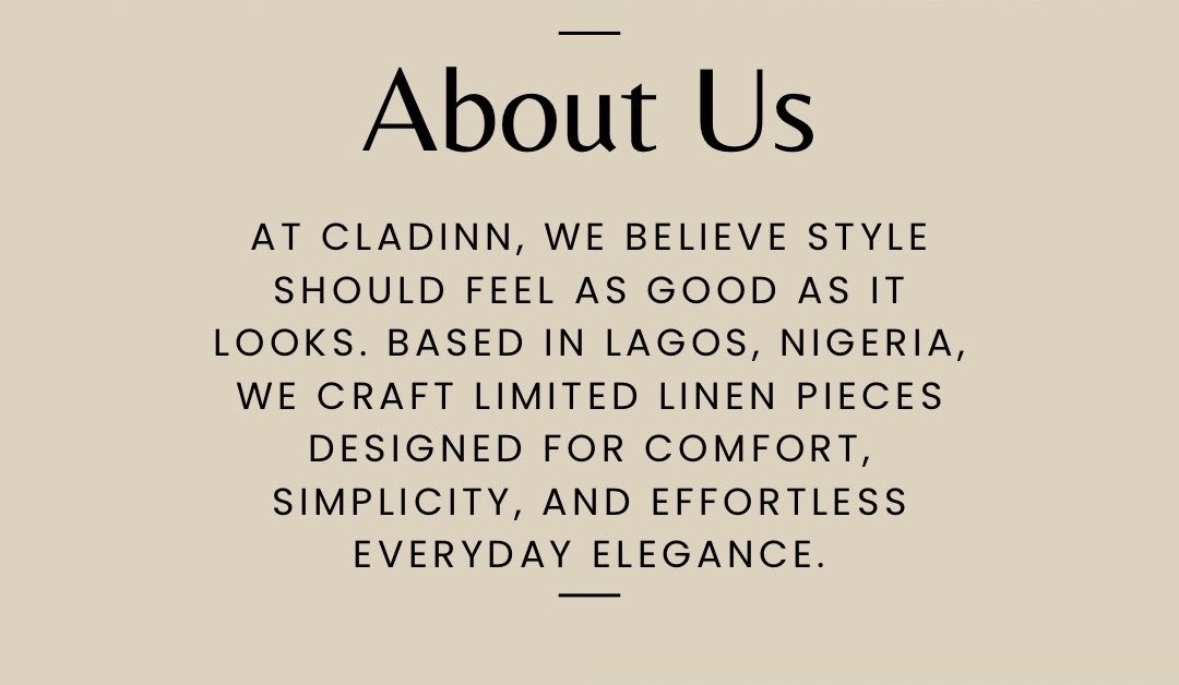 Cladinn_ng's tweet photo. At CLADINN, we believe style should feel as good as it looks. https://t.co/FtjCBxQhZk