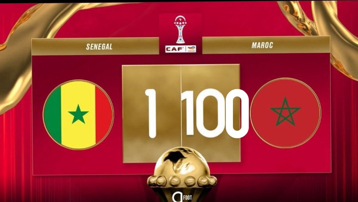 Buuuuuuut de :  Voici pour vous , tas de simplets. Le Maroc 🇲🇦 travaille pendant vous dansez. Vraiment il vous suffit de peu pour oublier votre capitale poubelle … Tas de gogoles décérébrés !!!

Match en cours💪
⏰ un mois de temps additionnel🔥