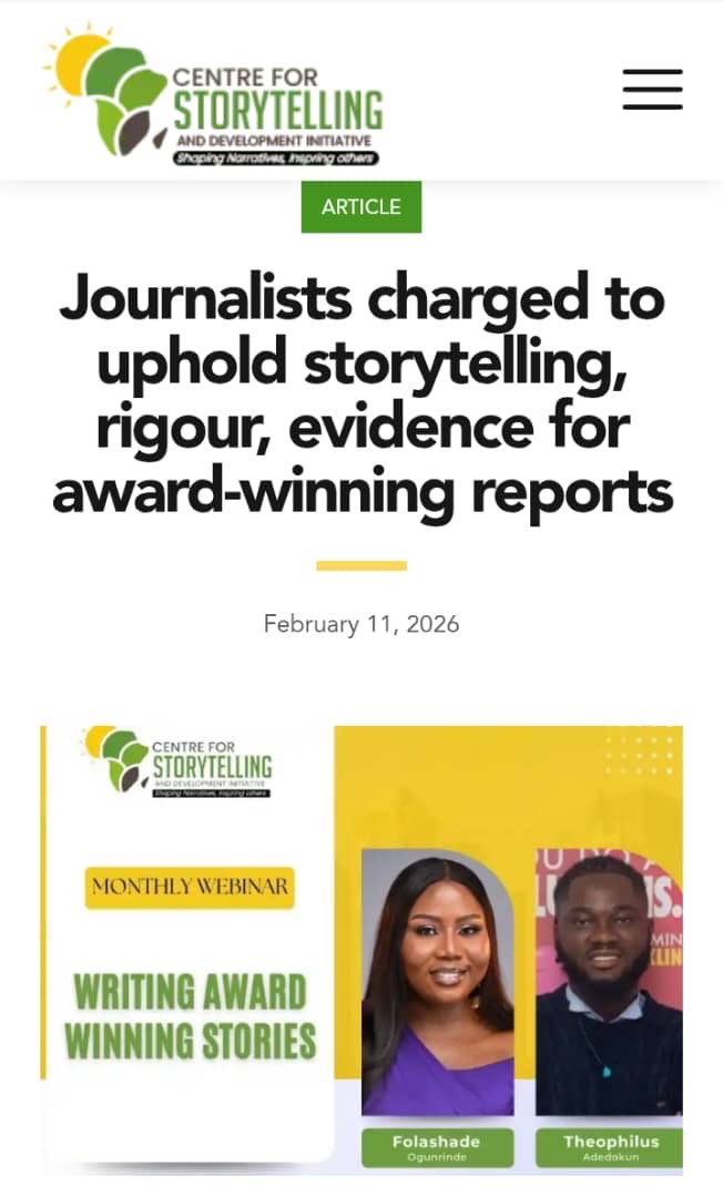 Journalists charged to uphold storytelling, rigour, evidence for award-winning reports

c4sdi.org/2026/02/11/jou…

#CSDI
#ShapingNarratives
#InspiringOthers
#YoungAfricanStorytellers
#StorytellingForDevelopment