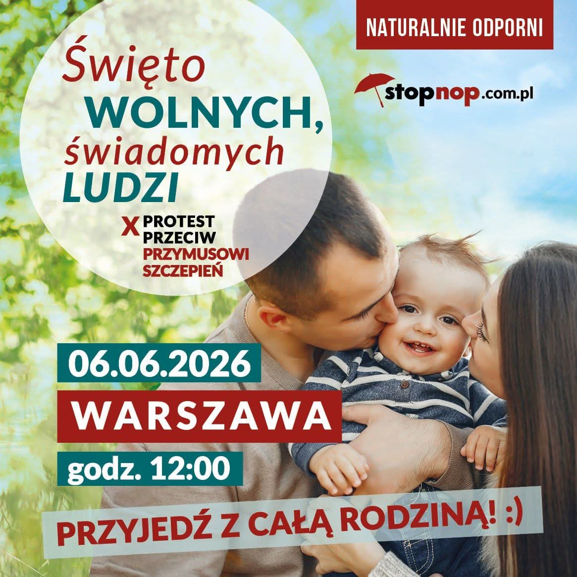 justsocha's tweet photo. #6czerwca #Xprotest #StopNOP
Wyobraź sobie matkę, która widziała drgawki u dziecka tuż po szczepieniu.
Wyobraź sobie ojca, który widział niemowlę sine i walczące o oddech.
A potem kolejne pisma z przychodni, sanepidu i urzędów. Presja. Straszenie. Przymus.
Masz dość “bezpieczne i skuteczne”, gdy w tle są wielomiliardowe interesy instytucji i korporacji, a chorych dzieci przybywa lawinowo?
W Trybunale Konstytucyjnym czeka już 355 skarg rodziców. I co? Cisza.
Dlatego dziś nie chodzi o kolejne szukanie obejść systemu. Wszystkie ścieżki już przeszliśmy natrafiając na mur.
Chodzi o jedno: OBECNOŚĆ. Bo system boi się tylko masy ludzi.
📅 6 czerwca 2026 r. | 🕛 12:00 | 📍 Warszawa
X Protest Przeciw Przymusowi Szczepień
Wszystkie ręce na pokład! Kup bilet na pociąg, wpisz datę w kalendarz i przyjedź z rodziną.
https://t.co/41xjkf1WAO
Będzie z nami adwokat Arkadiusz Tetela @atmecom, dr Dorota Sienkiewicz z @PSNLIN3, dr Piotr Witczak @PiotrWitczak_, dr Brian Hooker z @ChildrensHD (organizacji Roberta F.Kennedyego Jr @SecKennedy)