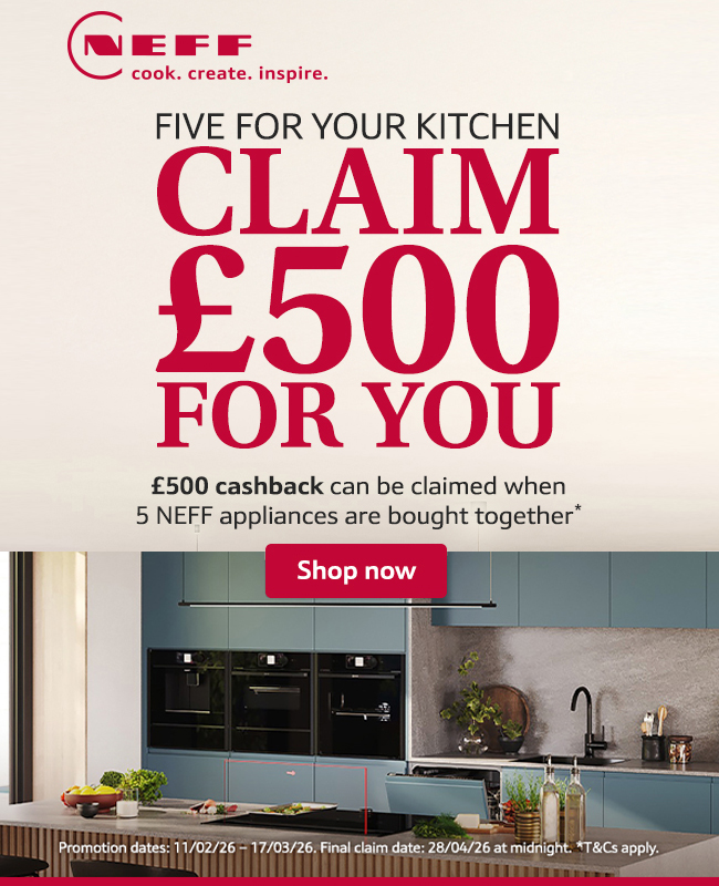 electricshopcom's tweet photo. Upgrade your kitchen with Neff &amp; get rewarded 🙌

Buy 5 qualifying NEFF appliances from the same participating retailer and receive up to £500 cashback!

🗓 11 Feb – 17 Mar 2026
⏰ Claim by midnight 28 Apr 2026
Shop Now: https://t.co/J6X7VSfmp8

#NEFF #Cashback #KitchenUpgrade https://t.co/STWnQHEYNB